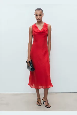 MANGO Lyocell-Kleid mit drapiertem Ausschnitt - Damen - XL