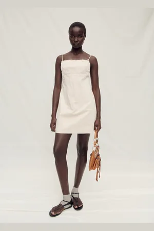 MANGO Baumwollkleid mit ausgefranstem Ausschnitt - Damen - M