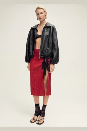 MANGO Oversized-Lederjacke - Damen - M