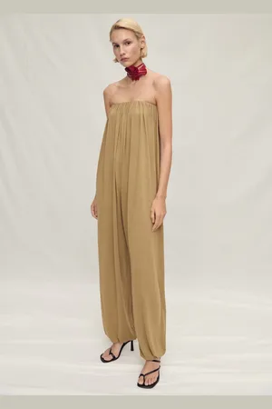 MANGO Schulterfreies Jumpsuit mit Puffsaum - Damen - S