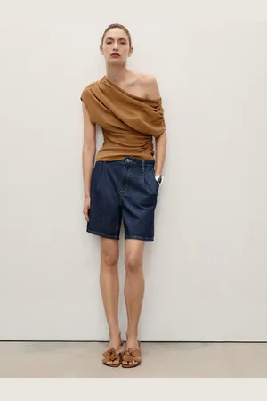 MANGO Rinse-Wash-Jeansbermudas mit Bundfalten - Damen - 32