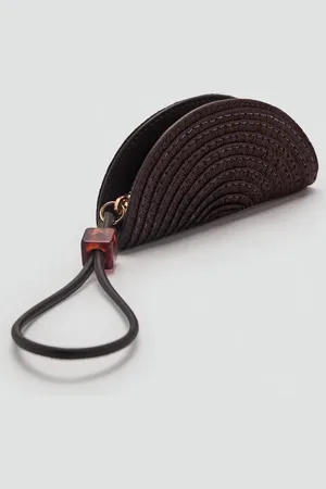 MANGO Perlenbesetzte Mini-Kosmetiktasche aus Naturfaser - Damen - Einheitsgröße