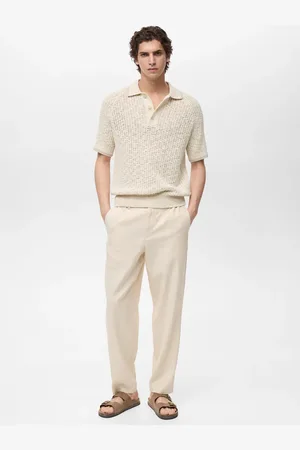 MANGO Baumwoll-Poloshirt mit Lochmuster - Herren - L
