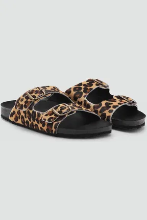 MANGO Ledersandale mit Animal-Print - Mädchen - 37