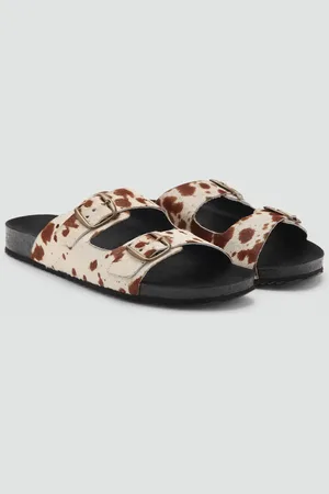 MANGO Ledersandale mit Animal-Print - Mädchen - 41