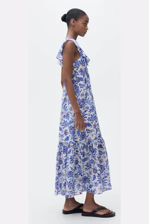 MANGO Florales Kleid mit Rüschen - Damen - L