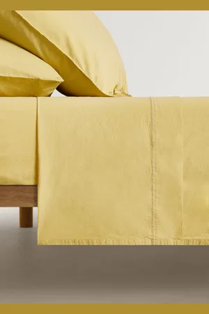MANGO Spannbettlaken für Kinderbett aus gewaschener Baumwolle, doppelter Steppstich, für 90 cm Bett - Home - 90 cm Bett