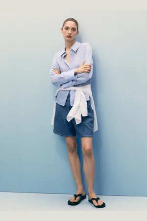 MANGO Jeans-Bermudashorts mit Bundfalten - Damen - 48