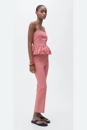 MANGO Hose in Cropped-Länge mit Vichy-Karomuster - Damen - L