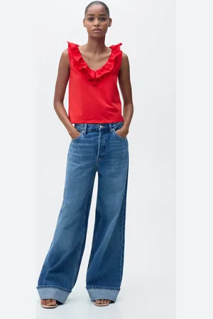 MANGO Baumwoll-Top mit Rüschendetail - Damen - L