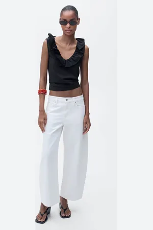 MANGO Baumwoll-Top mit Rüschendetail - Damen - XS