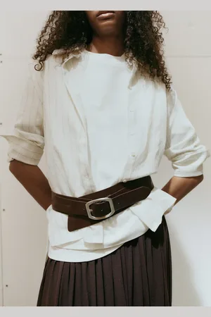 MANGO Obi-Gürtel aus Leder - Damen - M