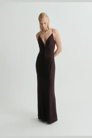 MANGO Satiniertes Kleid mit V-Ausschnitt - Damen - XS