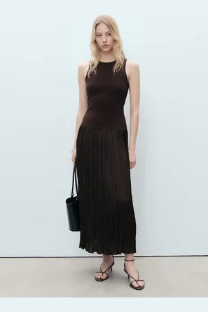 MANGO Langes Kleid aus kombiniertem Stoff - Damen - M