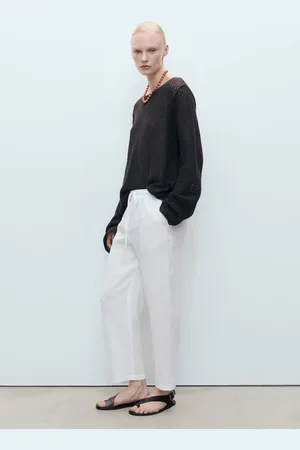 MANGO Gerade Leinenhose - Damen - XL
