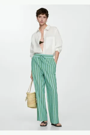 MANGO Gerade geschnittene Streifenhose - Damen - M