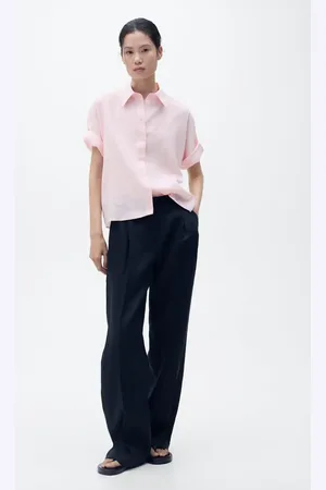 MANGO Kurzärmliges Leinenhemd - Damen - L
