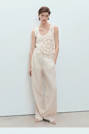 MANGO Geblümtes Häkeltop - Damen - L
