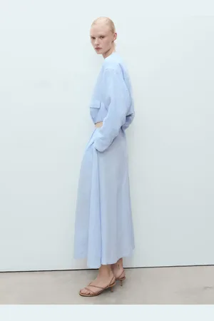MANGO Leinenrock mit Faltendetail - Damen - 36