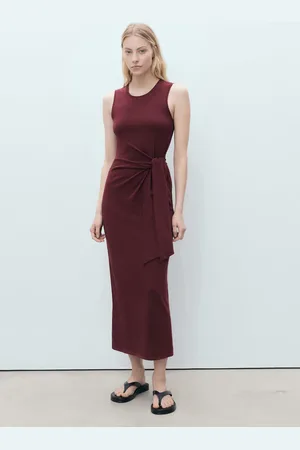 MANGO Midikleid aus Baumwolle mit Knotendetail - Damen - XS