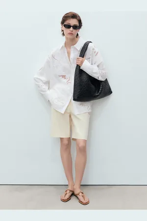MANGO Besticktes Oversized-Hemd - Damen - M