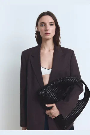 MANGO Schultertasche aus Leder in Flecht-Optik - Damen - Einheitsgröße