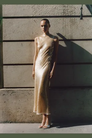 MANGO Paillettenkleid mit Rückenausschnitt - Damen - L