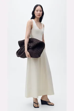 MANGO Evasé-Kleid aus kombiniertem Stoff - Damen - M