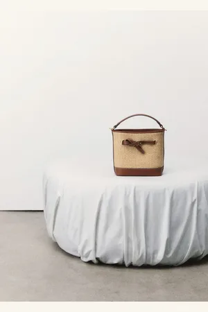MANGO Bucket Bag mit Raffia-Effekt - Damen - Einheitsgröße