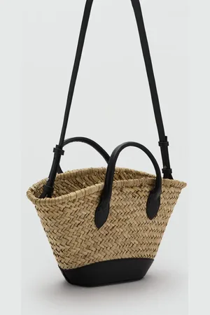 MANGO Kleiner Shopper aus Naturfaser - Damen - Einheitsgröße
