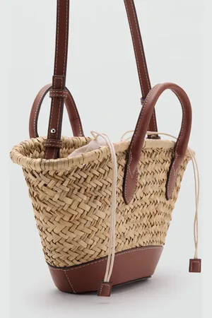 MANGO Kleiner Shopper aus Naturfaser - Damen - Einheitsgröße