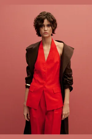 MANGO Neckholder-Anzugweste aus Leinen - Damen - XXS