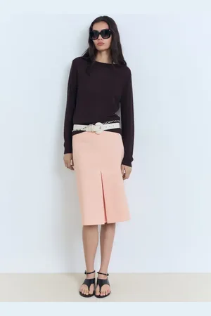 MANGO Midi-Rock aus Baumwolle mit Falten-Detail - Damen - 38