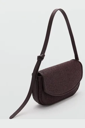 MANGO Schultertasche aus Raffiabast mit Umschlag - Damen - Einheitsgröße