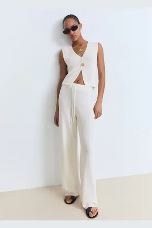 MANGO Strickhose aus Baumwolle mit Leinen - Damen - M