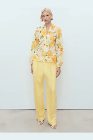 MANGO Baumwollbluse mit Blumenmuster - Damen - M