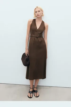 MANGO Leinenkleid mit Gürtel - Damen - M
