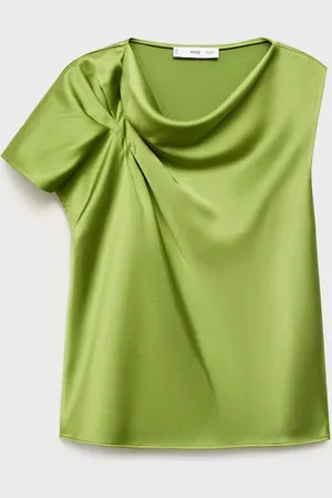 MANGO Satiniertes Hemd mit Raffdetails - Damen - L