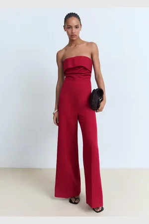MANGO Langer schulterfreier Jumpsuit - Damen - XXL