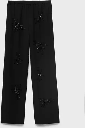 MANGO Bestickte Hose mit Strasssteinen - Damen - L