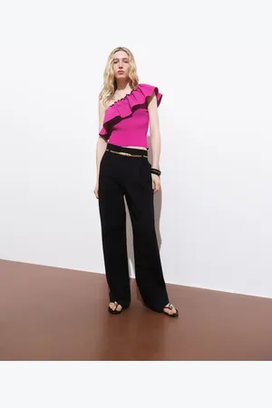 MANGO Asymmetrisches Top aus kombiniertem Stoff - Damen - L