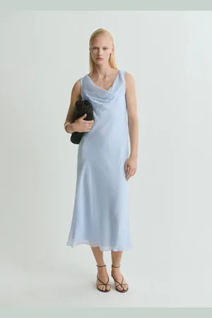 MANGO Midikleid mit drapiertem Ausschnitt - Damen - M
