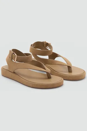 MANGO Rauleder-Sandale mit Schließe - Damen - 35