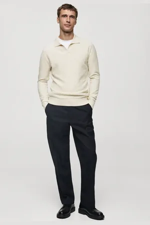 MANGO Strukturierter Pullover aus Baumwollgemisch mit Polo-Kragen - Herren - M