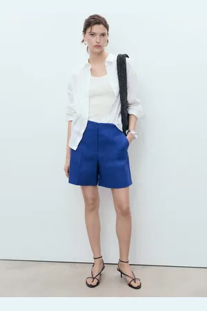 MANGO Gerade Leinenshorts - Damen - 34