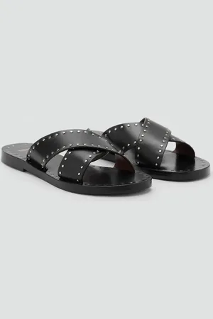 MANGO Ledersandalen mit Nietenbesatz - Damen - 35