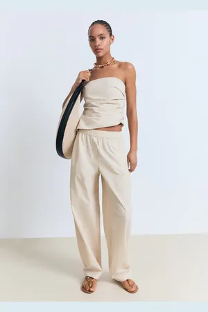 MANGO Paper Bag-Baumwollhose - Damen - L
