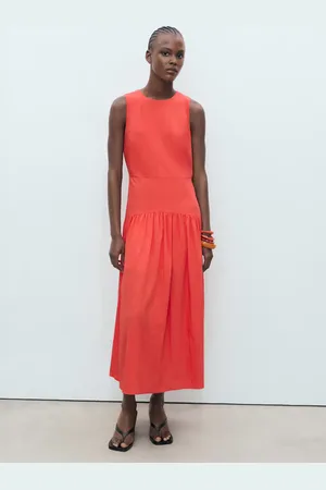 MANGO Langes Kleid mit Rüschen am unteren Saum - Damen - L
