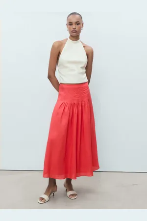MANGO Ramie-Faltenrock - Damen - 34