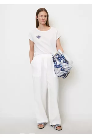 Marc O’ Polo Damen Weite Hosen - Weite Leinenhose